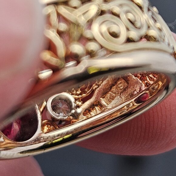 14KT Yellow Gold Diamond & Natural Ruby Walkers Celtic Jewelry Band Ring 5.5 - Picture 16 of 16